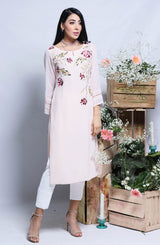 Rose pink floral midi length tunic