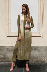 Handcrafted green ombre mirror work jacket