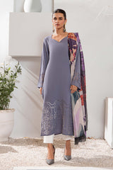 Coin grey laser cut georgette tunic (tunic only)