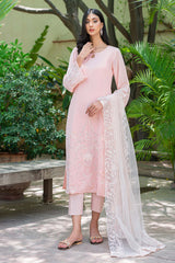 Pink floral multi embroidered (three piece set)