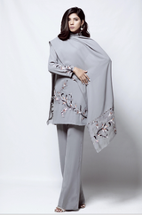 GREY TUNIC WITH MULTI HAND EMBROIDERED SEQUINS