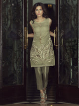 Green Tunic-Embroidered mesh. (two- piece set))