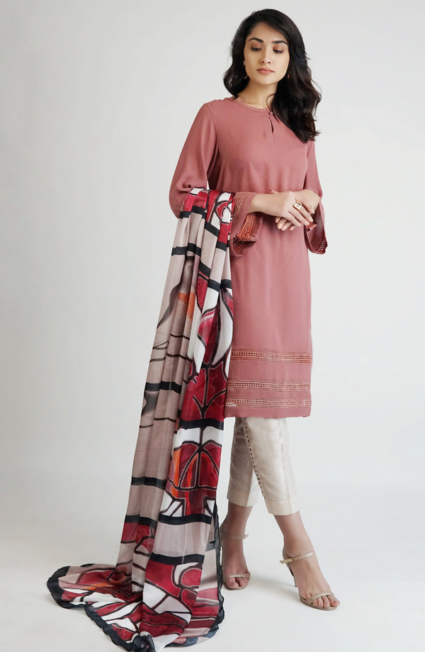 Pink kameez with sheer detailing (one piece)