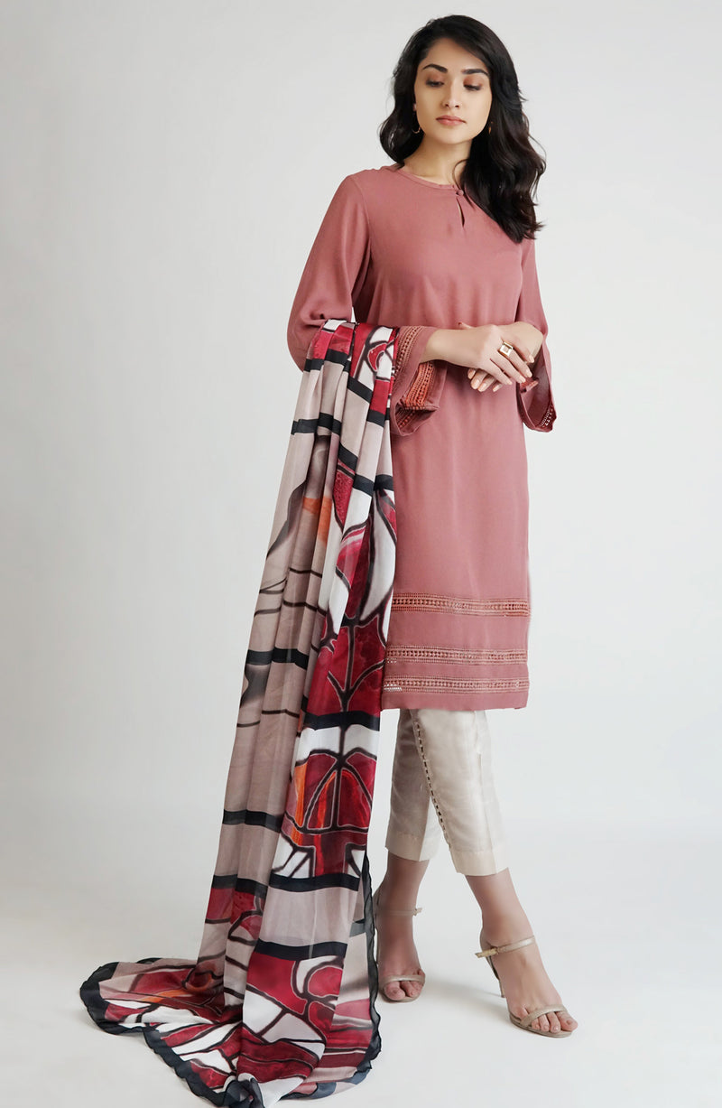Pink kameez with sheer detailing (one piece)