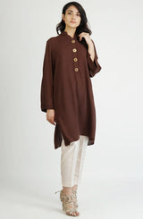 Brown Kurta with wooden buttons (one piece)