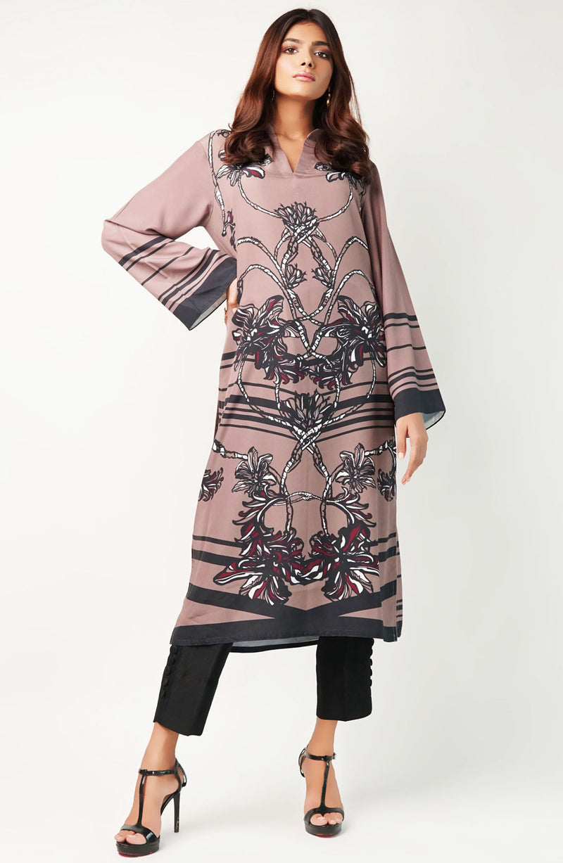 Taupe printed tunic (one piece)
