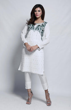White Dress - embroidered. (two piece set)