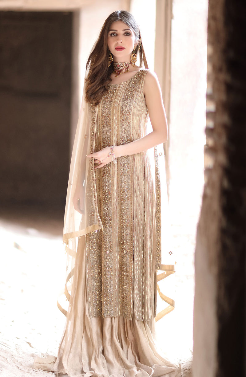 Gold Top & Silk Lehenga (three piece set).