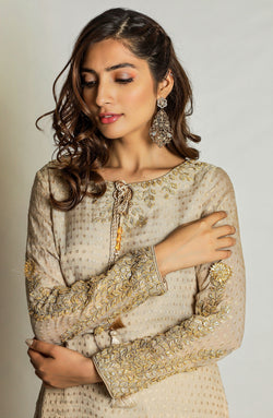 Party Dress- Eid wear-featuring gold gota petals 