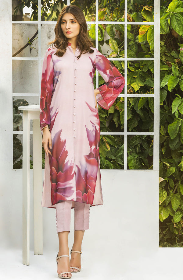 Rose coloured Floral Printed Tunic (tunic only)