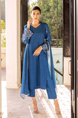 Cobalt Blue Naqshi  (three piece set)