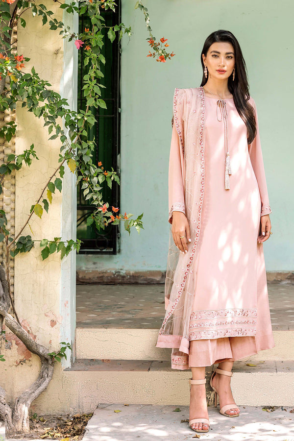 Kashmiri Tea Pink embroidered  (three piece set)