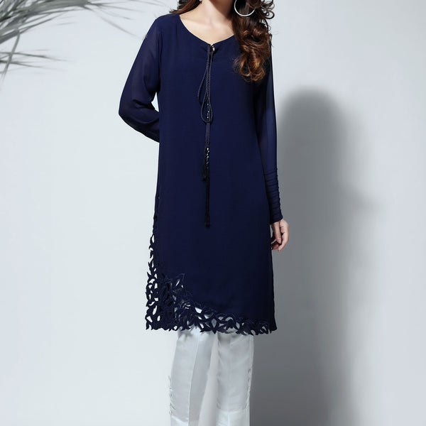 simple navy blue dress pakistani Clara