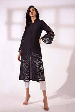 Black laser cut gorgette tunic (tunic only)