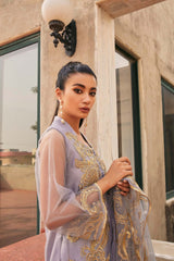 Honest Blue grey tunic  with gold  tilla and sequins embroidery  (three piece set)