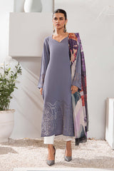 Coin grey  laser cut georgette tunic (tunic only)