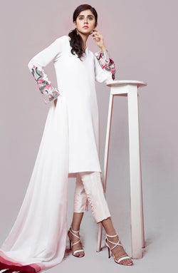 White Tunic with embroidered sleeves (two piece set)