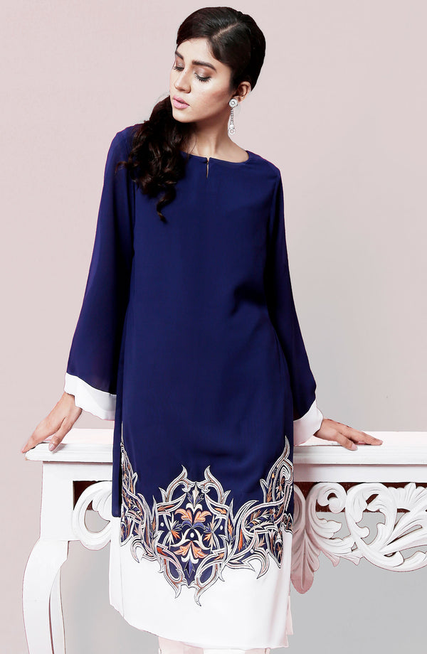 Navy Blue tunic with embroidery.