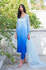 Sky Blue to azure crystal (three  piece set)