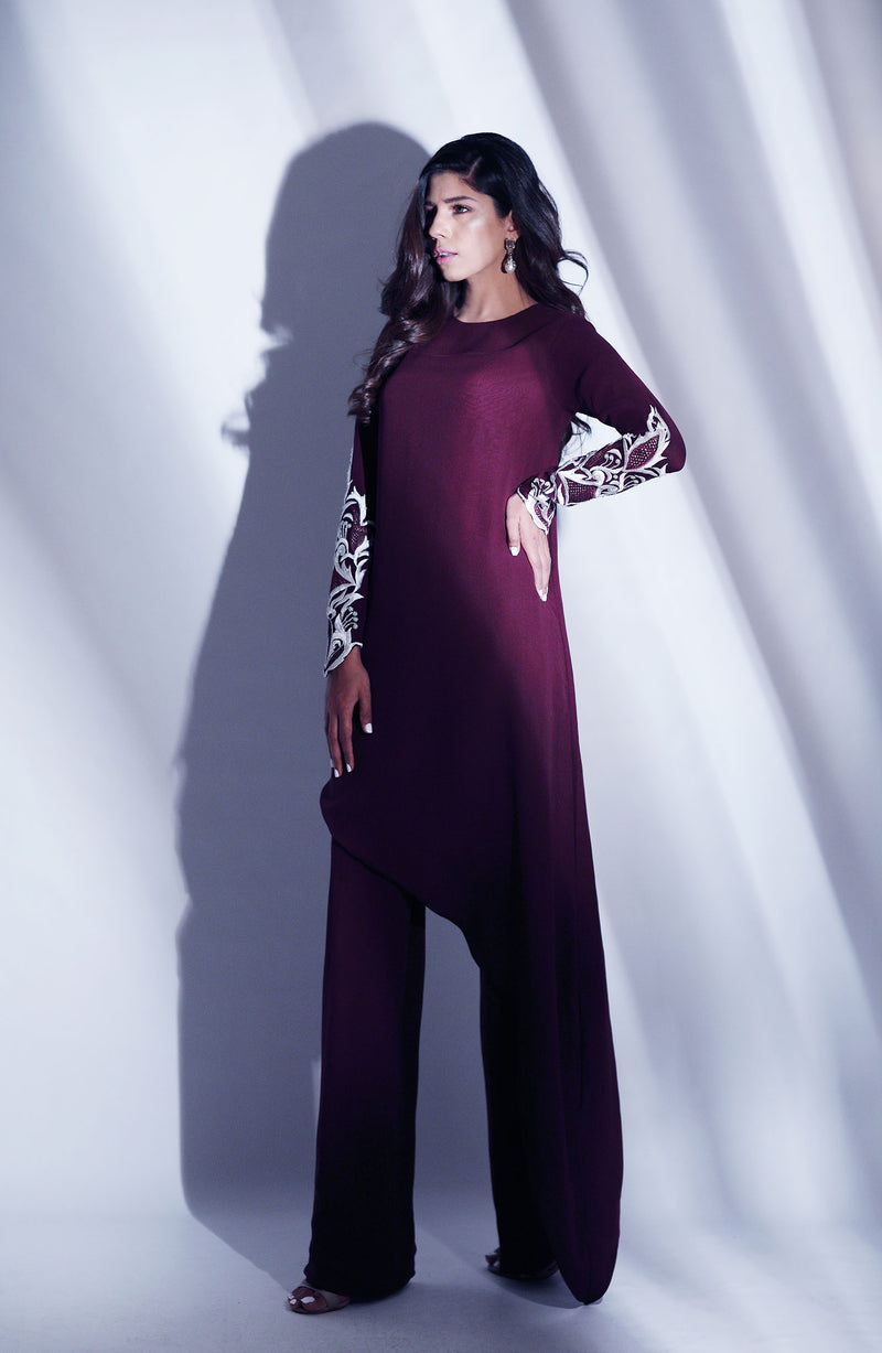 Plum coloured tunic (Two pc set)