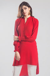 Red solid colour tunic (one piece)